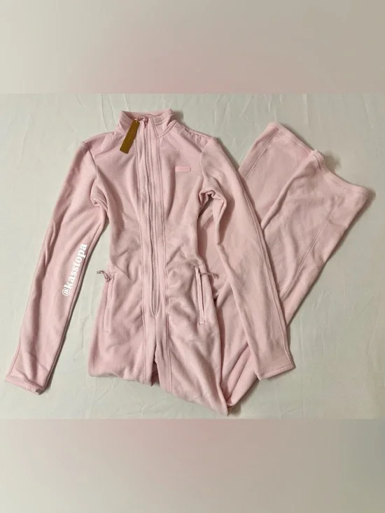 SKIMS Outdoor Fleece Ski Catsuit Jumpsuit Pink Cherry Blossom - Picture 2 of 3